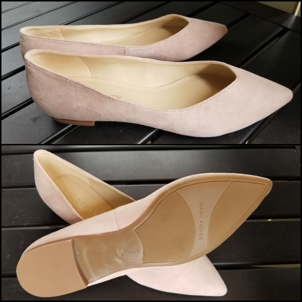 Marc Fisher new blush pink suede leather sweetheart flats. NWB